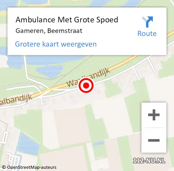 Locatie op kaart van de 112 melding: Ambulance Met Grote Spoed Naar Gameren, Beemstraat op 15 augustus 2019 19:09