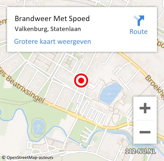 Locatie op kaart van de 112 melding: Brandweer Met Spoed Naar Valkenburg, Statenlaan op 15 augustus 2019 19:33