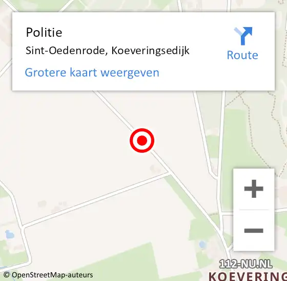 Locatie op kaart van de 112 melding: Politie Sint-Oedenrode, Koeveringsedijk op 15 augustus 2019 19:45