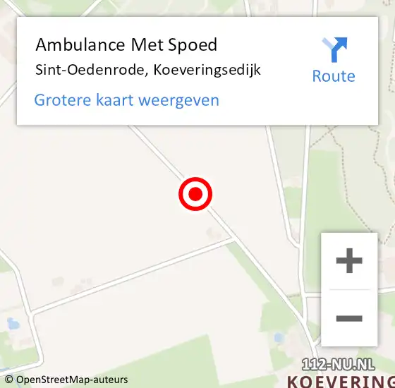 Locatie op kaart van de 112 melding: Ambulance Met Spoed Naar Sint-Oedenrode, Koeveringsedijk op 15 augustus 2019 19:46