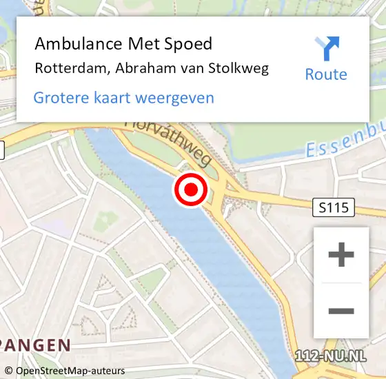 Locatie op kaart van de 112 melding: Ambulance Met Spoed Naar Rotterdam, Abraham van Stolkweg op 15 augustus 2019 20:37