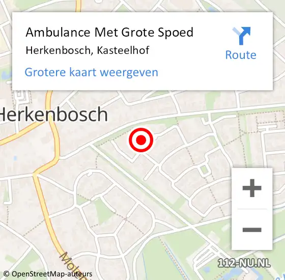 Locatie op kaart van de 112 melding: Ambulance Met Grote Spoed Naar Herkenbosch, Kasteelhof op 15 augustus 2019 20:54
