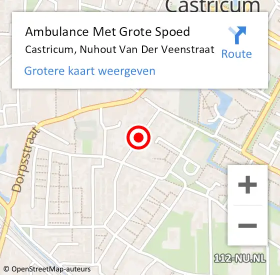 Locatie op kaart van de 112 melding: Ambulance Met Grote Spoed Naar Castricum, Nuhout Van Der Veenstraat op 15 augustus 2019 22:48