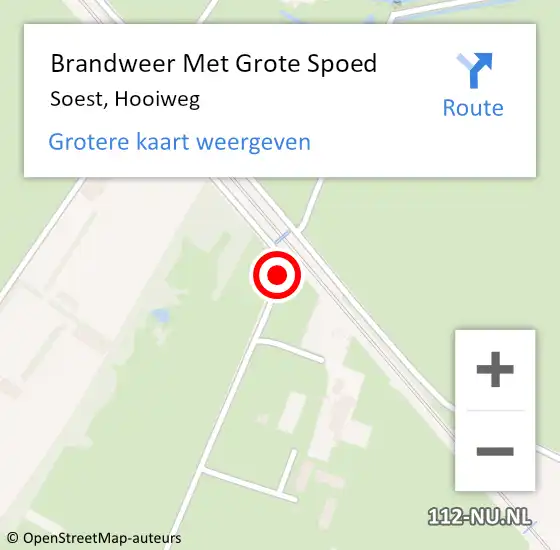 Locatie op kaart van de 112 melding: Brandweer Met Grote Spoed Naar Soest, Hooiweg op 15 augustus 2019 23:11