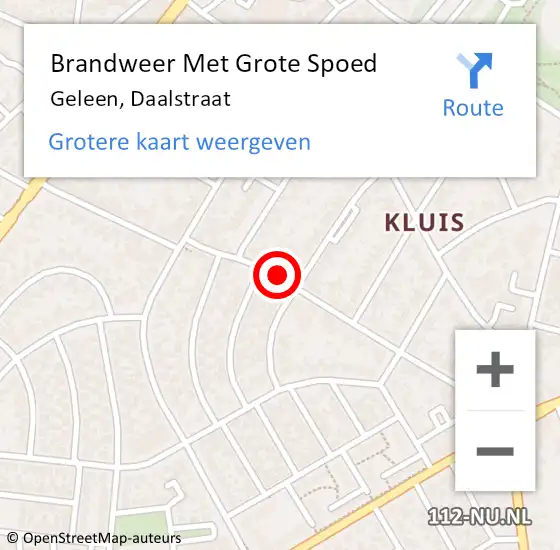 Locatie op kaart van de 112 melding: Brandweer Met Grote Spoed Naar Geleen, Daalstraat op 16 augustus 2019 00:42