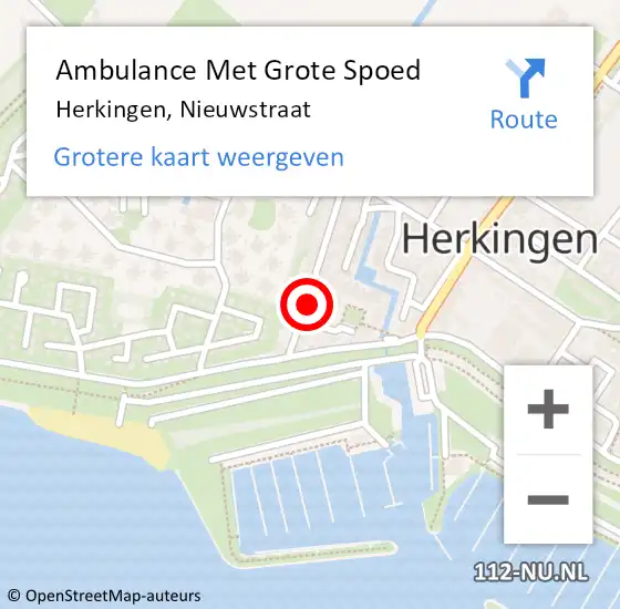 Locatie op kaart van de 112 melding: Ambulance Met Grote Spoed Naar Herkingen, Nieuwstraat op 10 april 2014 18:05