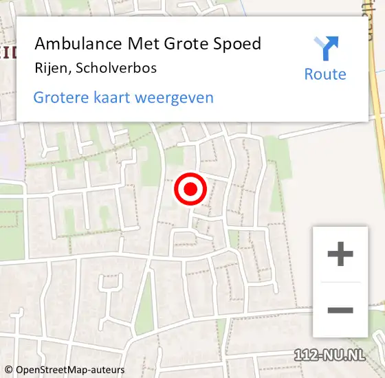 Locatie op kaart van de 112 melding: Ambulance Met Grote Spoed Naar Rijen, Scholverbos op 16 augustus 2019 02:22