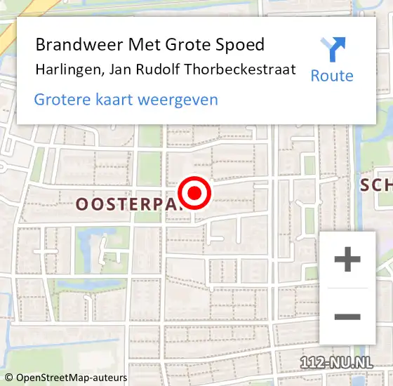 Locatie op kaart van de 112 melding: Brandweer Met Grote Spoed Naar Harlingen, Jan Rudolf Thorbeckestraat op 10 april 2014 18:09