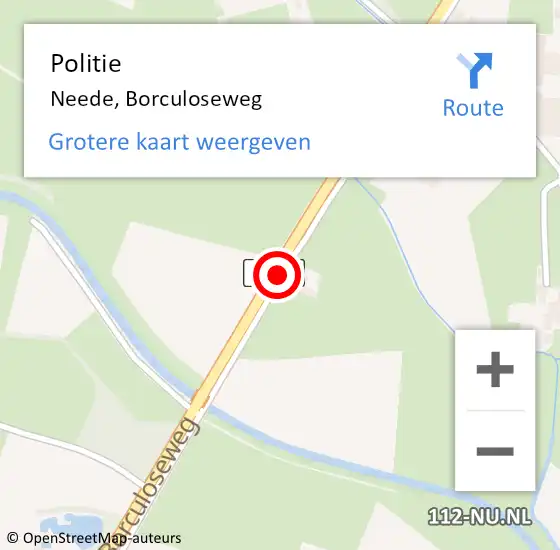 Locatie op kaart van de 112 melding: Politie Neede, Borculoseweg op 16 augustus 2019 07:55