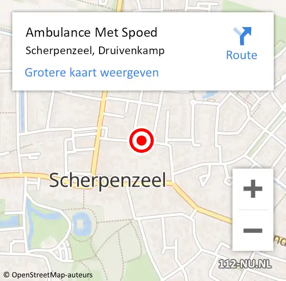Locatie op kaart van de 112 melding: Ambulance Met Spoed Naar Scherpenzeel, Druivenkamp op 16 augustus 2019 08:56