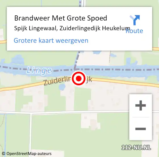 Locatie op kaart van de 112 melding: Brandweer Met Grote Spoed Naar Spijk Lingewaal, Zuiderlingedijk Heukelum op 16 augustus 2019 09:27