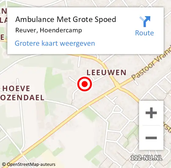 Locatie op kaart van de 112 melding: Ambulance Met Grote Spoed Naar Reuver, Hoendercamp op 16 augustus 2019 10:41