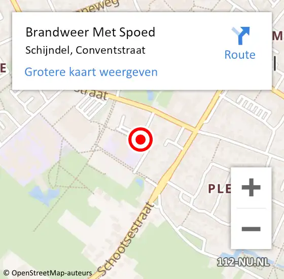 Locatie op kaart van de 112 melding: Brandweer Met Spoed Naar Schijndel, Conventstraat op 16 augustus 2019 10:56