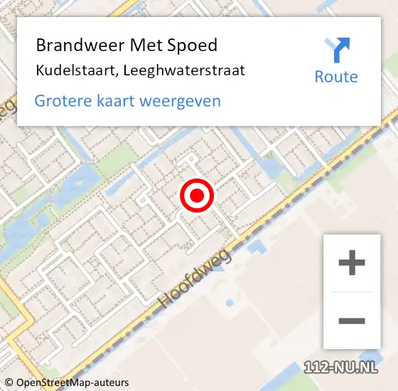 Locatie op kaart van de 112 melding: Brandweer Met Spoed Naar Kudelstaart, Leeghwaterstraat op 16 augustus 2019 11:15