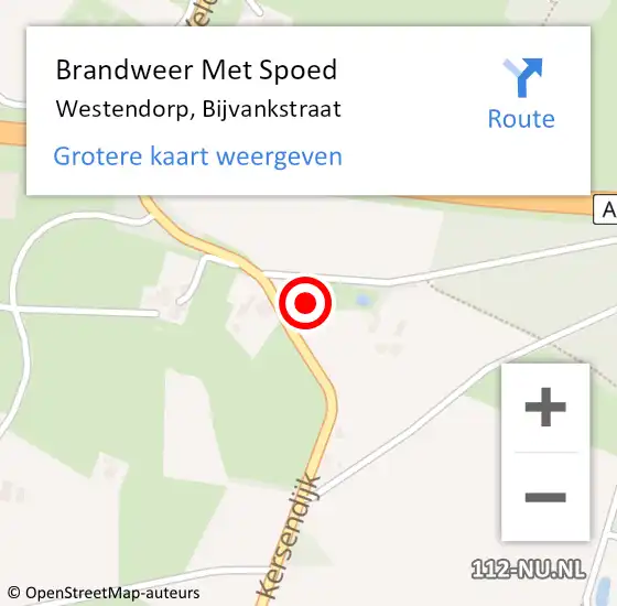 Locatie op kaart van de 112 melding: Brandweer Met Spoed Naar Westendorp, Bijvankstraat op 10 april 2014 18:39