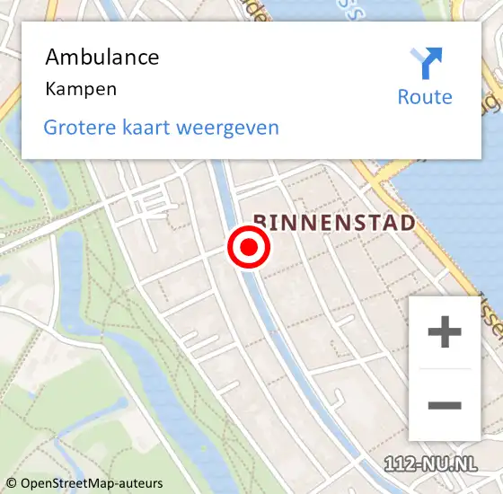 Locatie op kaart van de 112 melding: Ambulance Kampen op 16 augustus 2019 13:27