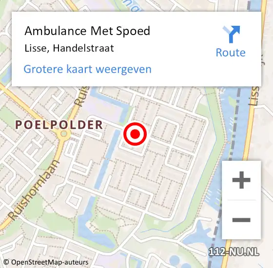 Locatie op kaart van de 112 melding: Ambulance Met Spoed Naar Lisse, Handelstraat op 16 augustus 2019 13:34