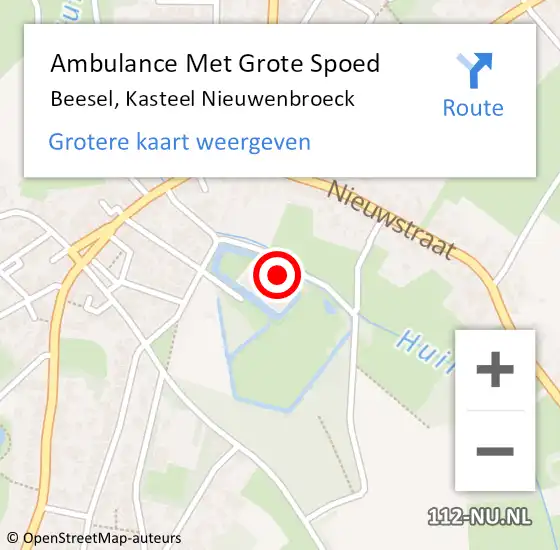 Locatie op kaart van de 112 melding: Ambulance Met Grote Spoed Naar Beesel, Kasteel Nieuwenbroeck op 10 april 2014 18:58