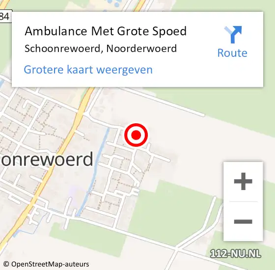 Locatie op kaart van de 112 melding: Ambulance Met Grote Spoed Naar Schoonrewoerd, Noorderwoerd op 16 augustus 2019 15:11