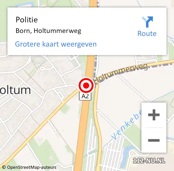 Locatie op kaart van de 112 melding: Politie Born, Holtummerweg op 16 augustus 2019 15:22