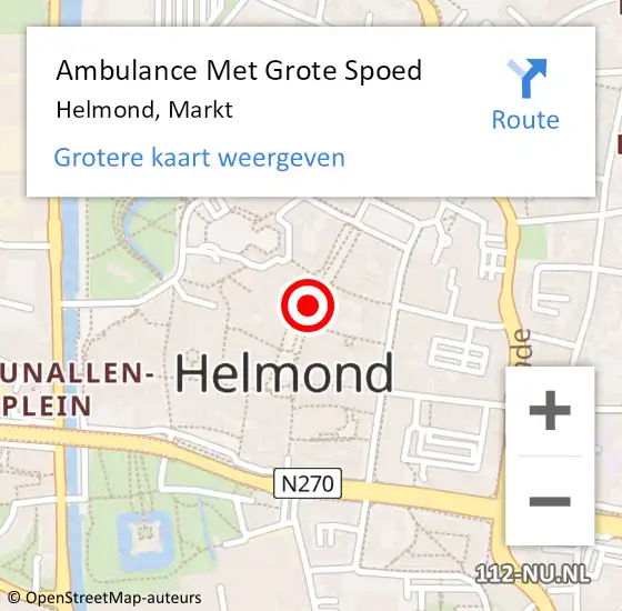 Locatie op kaart van de 112 melding: Ambulance Met Grote Spoed Naar Helmond, Markt op 16 augustus 2019 15:46