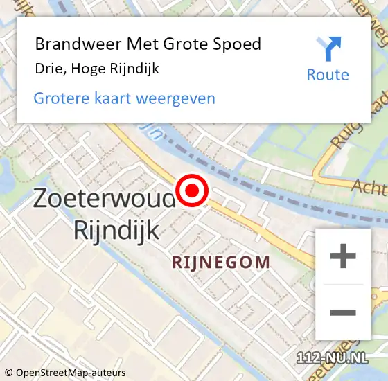 Locatie op kaart van de 112 melding: Brandweer Met Grote Spoed Naar Drie, Hoge Rijndijk op 10 april 2014 19:18