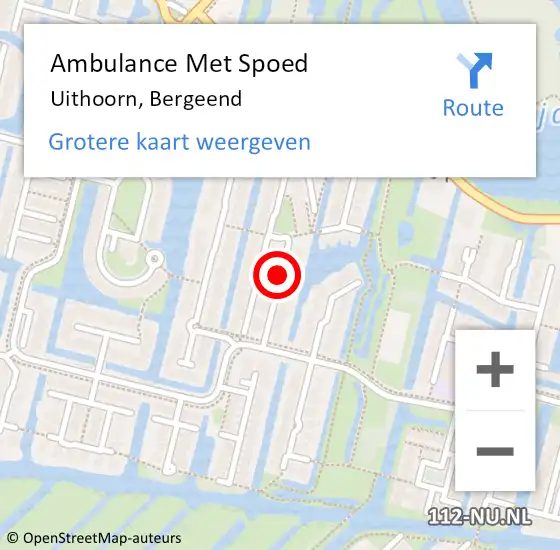 Locatie op kaart van de 112 melding: Ambulance Met Spoed Naar Uithoorn, Bergeend op 16 augustus 2019 16:04