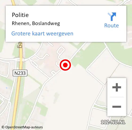 Locatie op kaart van de 112 melding: Politie Rhenen, Boslandweg op 16 augustus 2019 16:06