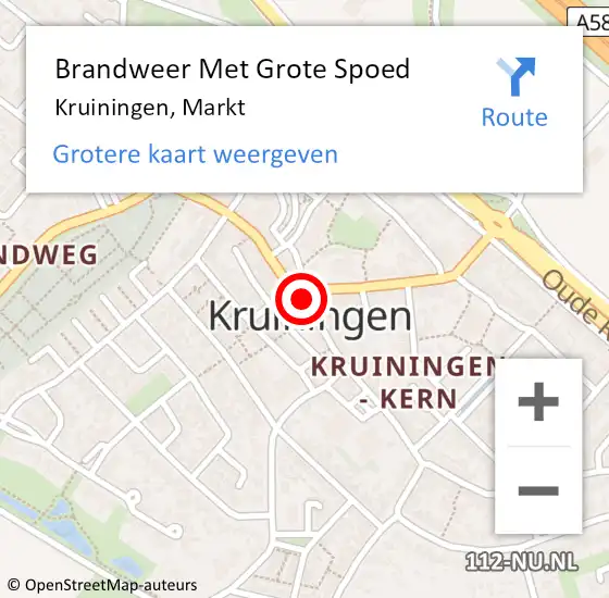 Locatie op kaart van de 112 melding: Brandweer Met Grote Spoed Naar Kruiningen, Markt op 16 augustus 2019 16:50