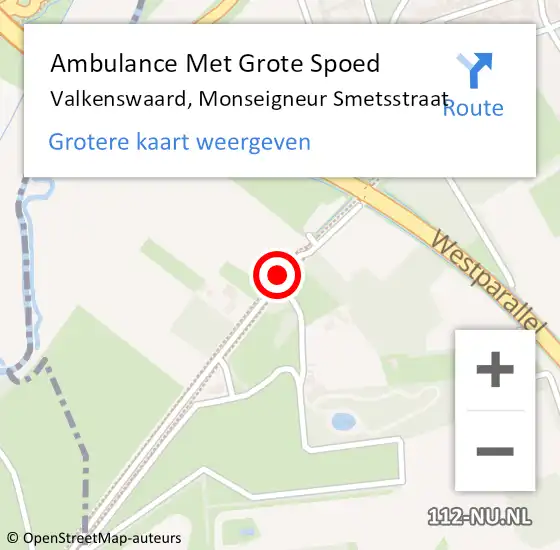 Locatie op kaart van de 112 melding: Ambulance Met Grote Spoed Naar Valkenswaard, Smetsstraat op 16 augustus 2019 16:57