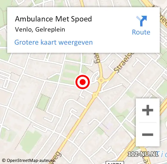 Locatie op kaart van de 112 melding: Ambulance Met Spoed Naar Venlo, Gelreplein op 16 augustus 2019 17:16