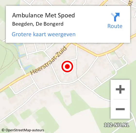 Locatie op kaart van de 112 melding: Ambulance Met Spoed Naar Beegden, De Bongerd op 16 augustus 2019 17:16