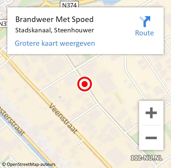 Locatie op kaart van de 112 melding: Brandweer Met Spoed Naar Stadskanaal, Steenhouwer op 16 augustus 2019 17:26