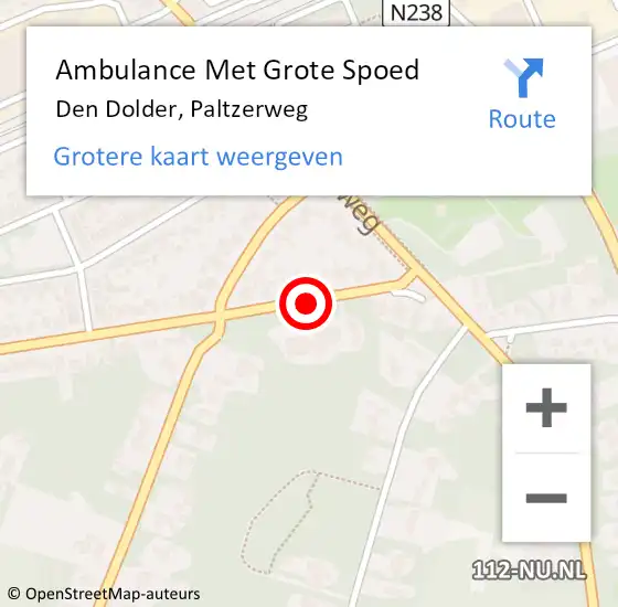 Locatie op kaart van de 112 melding: Ambulance Met Grote Spoed Naar Den Dolder, Paltzerweg op 16 augustus 2019 18:24