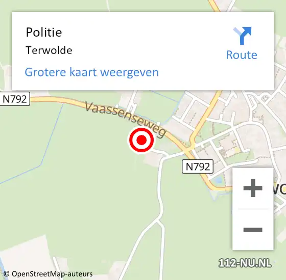 Locatie op kaart van de 112 melding: Politie Terwolde op 16 augustus 2019 18:49