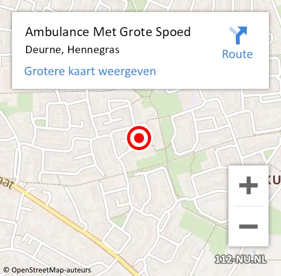 Locatie op kaart van de 112 melding: Ambulance Met Grote Spoed Naar Deurne, Hennegras op 16 augustus 2019 19:05