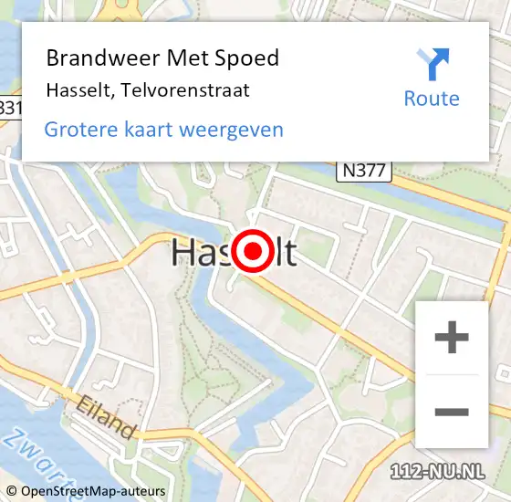 Locatie op kaart van de 112 melding: Brandweer Met Spoed Naar Hasselt, Telvorenstraat op 10 april 2014 19:47