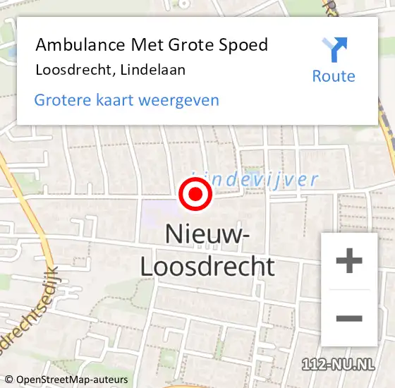 Locatie op kaart van de 112 melding: Ambulance Met Grote Spoed Naar Loosdrecht, Lindelaan op 16 augustus 2019 20:39