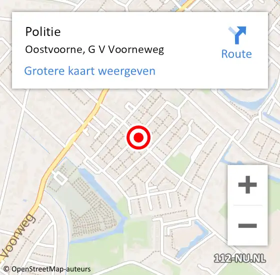 Locatie op kaart van de 112 melding: Politie Oostvoorne, G V Voorneweg op 16 augustus 2019 21:10