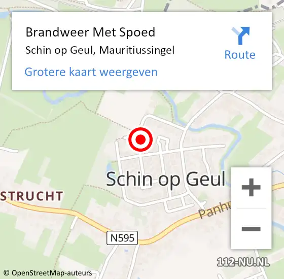 Locatie op kaart van de 112 melding: Brandweer Met Spoed Naar Schin op Geul, Mauritiussingel op 16 augustus 2019 21:39