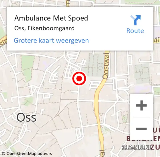 Locatie op kaart van de 112 melding: Ambulance Met Spoed Naar Oss, Eikenboomgaard op 16 augustus 2019 22:45