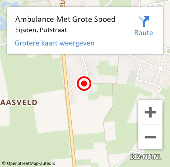 Locatie op kaart van de 112 melding: Ambulance Met Grote Spoed Naar Eijsden, Putstraat op 10 april 2014 20:07