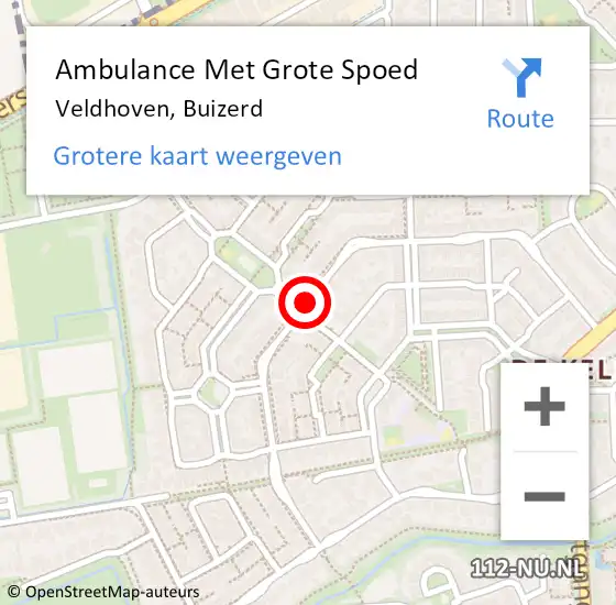 Locatie op kaart van de 112 melding: Ambulance Met Grote Spoed Naar Veldhoven, Buizerd op 16 augustus 2019 23:26