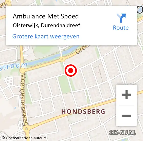 Locatie op kaart van de 112 melding: Ambulance Met Spoed Naar Oisterwijk, Durendaaldreef op 17 augustus 2019 00:52