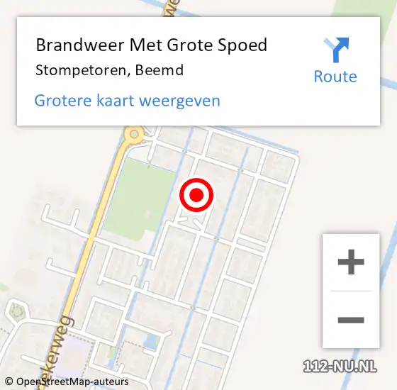 Locatie op kaart van de 112 melding: Brandweer Met Grote Spoed Naar Stompetoren, Beemd op 17 augustus 2019 01:24