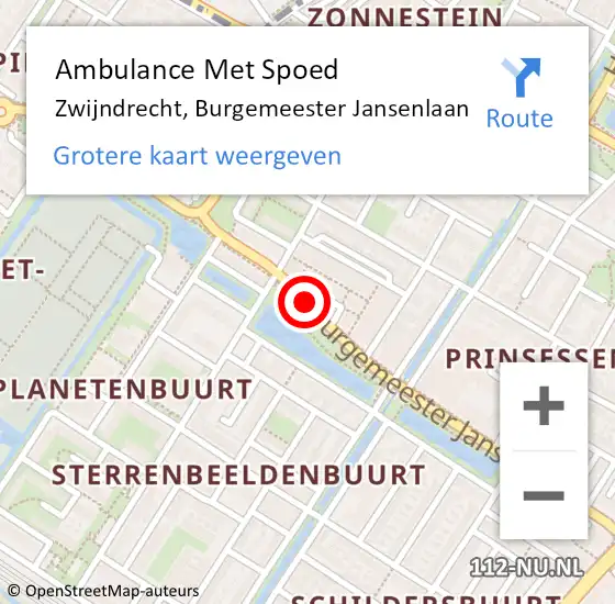Locatie op kaart van de 112 melding: Ambulance Met Spoed Naar Zwijndrecht, Burgemeester Jansenlaan op 17 augustus 2019 01:34