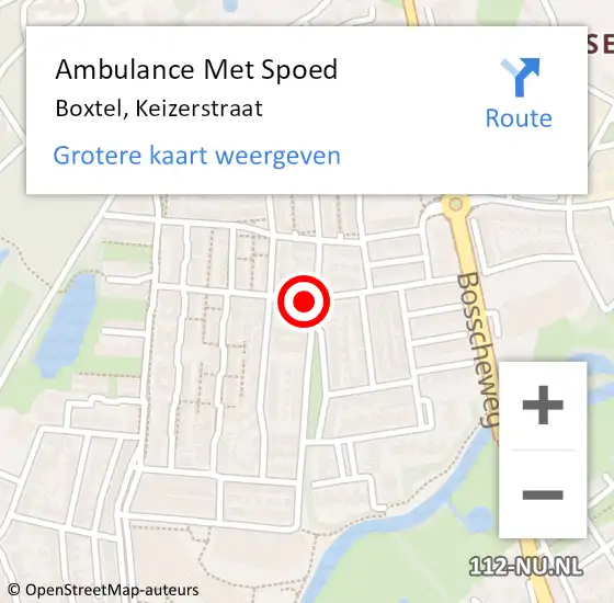 Locatie op kaart van de 112 melding: Ambulance Met Spoed Naar Boxtel, Keizerstraat op 17 augustus 2019 02:40