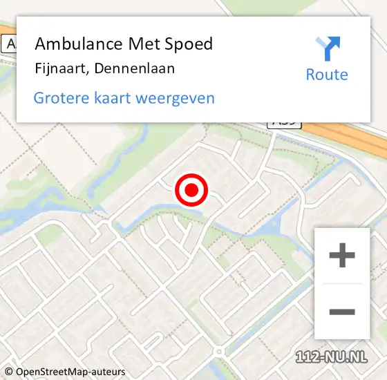 Locatie op kaart van de 112 melding: Ambulance Met Spoed Naar Fijnaart, Dennenlaan op 17 augustus 2019 02:47