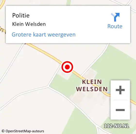 Locatie op kaart van de 112 melding: Politie Klein Welsden op 17 augustus 2019 03:17