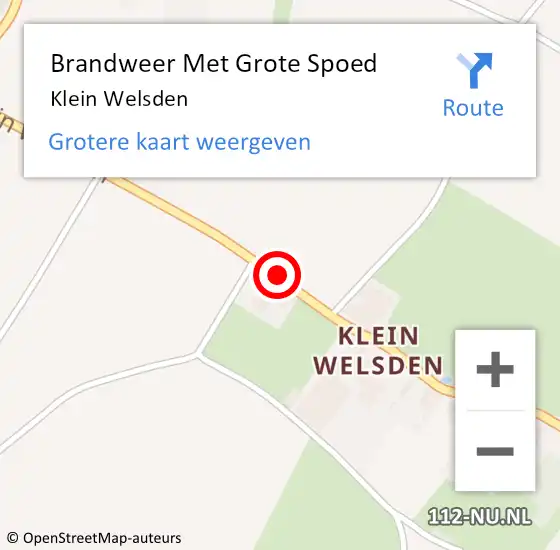 Locatie op kaart van de 112 melding: Brandweer Met Grote Spoed Naar Klein Welsden op 17 augustus 2019 03:18